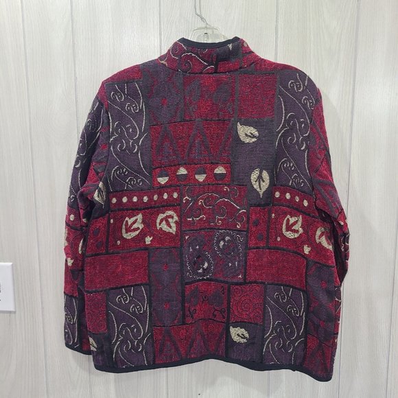 Coldwater Creek Retro Textured Patchwork Full Zip Jacket Petite L large - Picture 3 of 6